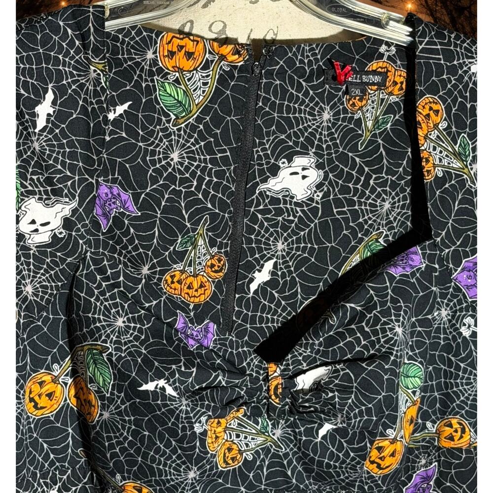 Hell Bunny Harlow Halloween 2XL Swing Dress Pumpkin Ghost Bat Goth - Picture 5 of 9